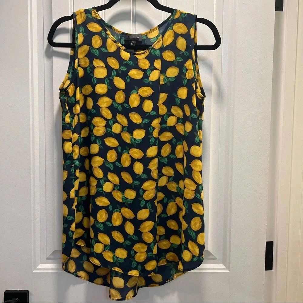 The Limited Navy Tank Top with Lemon Design. Size Tall Small.